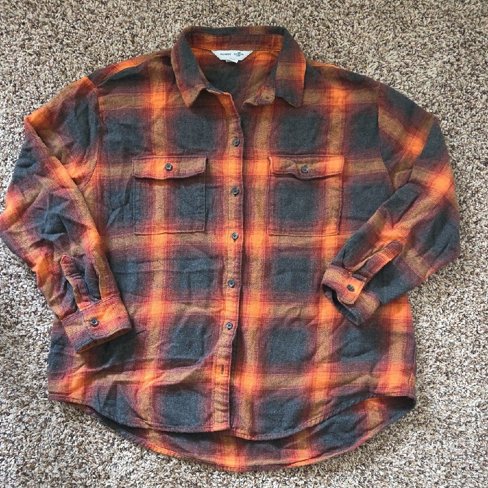 Old Navy Orange and Gray Button Down Shirt